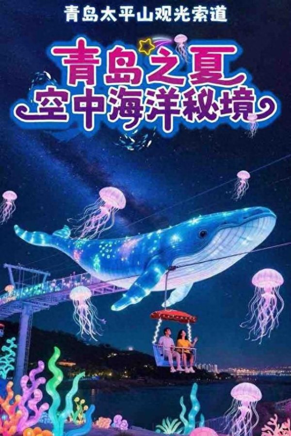 富裕配 光影织就山海梦境！@市民游客，快来乘太平山索道赏空中海洋灯会