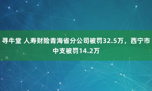 寻牛堂 人寿财险青海省分公司被罚32.5万，西宁市中支被罚14.2万